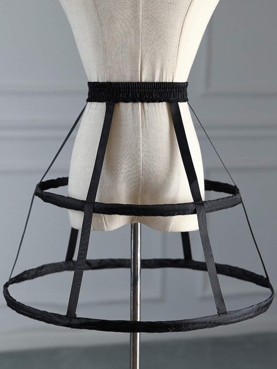 1 件黑色鸟笼式松紧腰镂空衬裙，带 2 个钢环，适合女士裙子、婚纱、鸡尾酒会礼服、裙子万圣节秋季服装