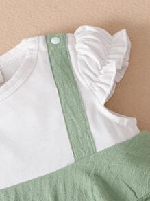 Mono con volantes y estampado floral para bebé niña - Verde - Ver 5