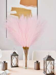MEHELANY 25/12/6 件/套粉色仿蒲苇装饰丝绸人造蓬蓬草花卉真假蒲苇枝花瓶插花适用于婚礼中心装饰母亲节粉色家居波西米亚风装饰人造芦苇，情人节，礼物生日毕业，秋季装饰，秋季 - 淺粉色 - 查看 3