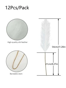MEHELANY 25/12/6Pcs/Set Artificial Pompous Grass Floral White Faux Pampas Grass Decor Silk Fake Pompas Grass Branches Vase Filler Flower Arrangement For Wedding Centerpieces Mother's Day White Home Boho Decor Artificial Reed, Valentine Day, Gift Gifts Birthday Graduation,Fall Decor,Autumn