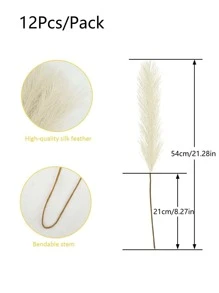 25/12/6Pcs/Set Beige Faux Pampas Grass Decor Silk Artificial Pompous Grass Floral Fake Pompas Grass Branches Vase Filler Flower Arrangement For Wedding Centerpieces Mother's Day Home Boho Decor Artificial Reed, Valentine's Day, Gift,Fall Decor,Autumn