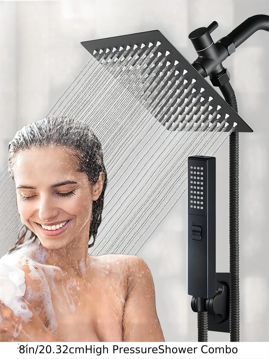 1 Set High Pressure 6''/8'' Rain Shower Head With TwoinOne Handheld