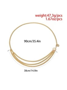 1条金色多层向日葵链条腰带，适合万圣节、夏季和学校场合。 - 金色 - 查看 7