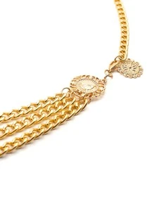 1条金色多层向日葵链条腰带，适合万圣节、夏季和学校场合。 - 金色 - 查看 5