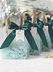 1/5/10pcs Premium Gift Bags With Thank You Hang Tag And Ribbon, Matte Finish Thick Paper Shopping Bags Back To School Valentine Day - 粉色 - 查看 4