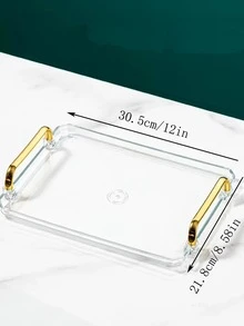 1入透明浴室盤，彩妝收納盤，梳妝台和桌面整理盒，瓶子支架，茶杯整理盒，適用於香水，護膚品，杯子，美容工具，家居裝飾，房間裝飾，浴室配件 - 無色 - 查看 4