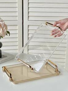 1入透明浴室盤，彩妝收納盤，梳妝台和桌面整理盒，瓶子支架，茶杯整理盒，適用於香水，護膚品，杯子，美容工具，家居裝飾，房間裝飾，浴室配件 - 無色 - 查看 3