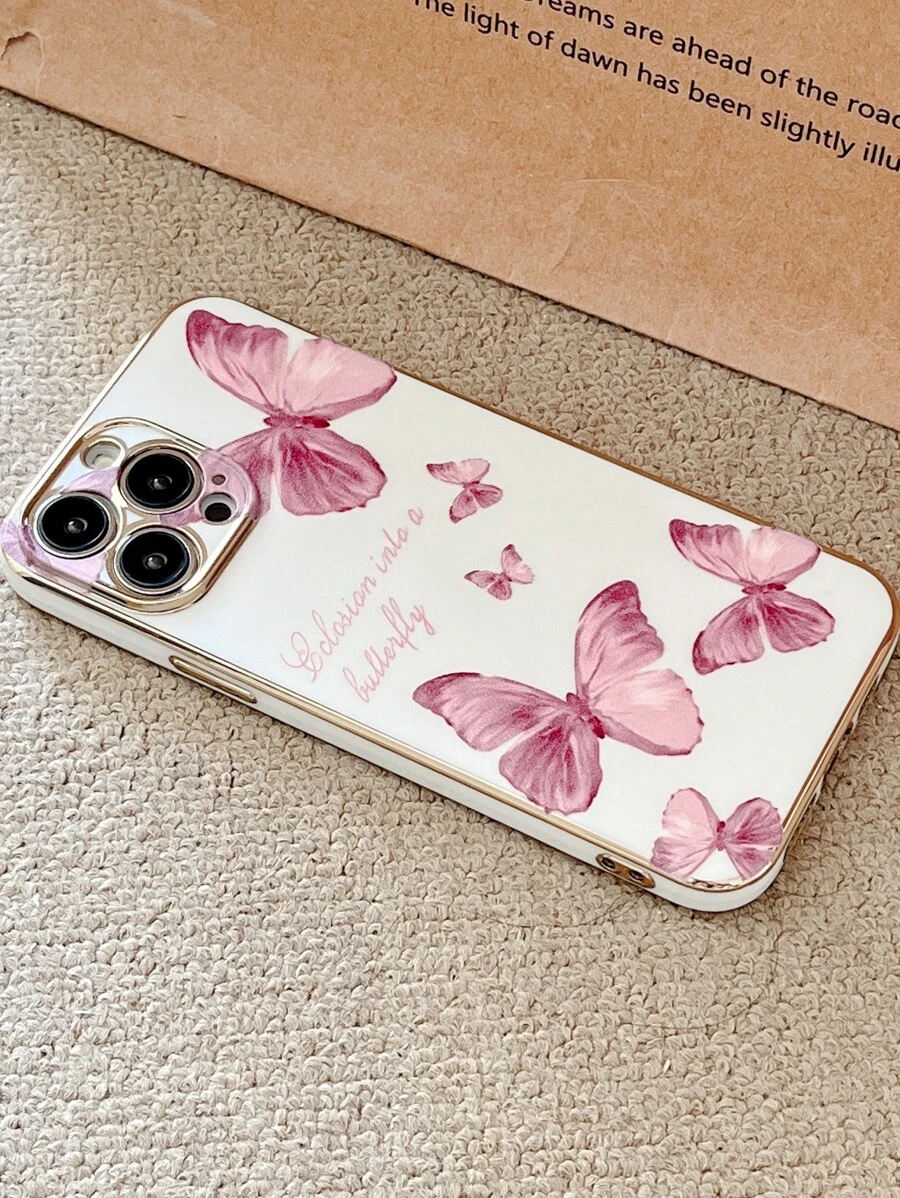 1 件高品质时尚复古梦幻蝴蝶电镀保护手机壳，兼容 15，兼容 15 Pro Max、12 Pro Max、13 Pro Max、14 Pro Max、13、14、11、12 Pro、14，兼容 XS、XR、7/8P、7/8GES2，兼容三星 A13 4G、A22、A21S、A51 4G、S22 Ultra、A33 5G、A53、A23、S23 Ultra、S24、S23、A73，兼容三星，兼容 Redmi，兼容 OPPO，兼容 MOTO 手机 - 送给姐妹的流行优雅礼物