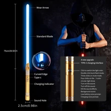 Upgrade Version 7-color Light Saber Two-in-One Metal Light Sword Rechargeable Toy