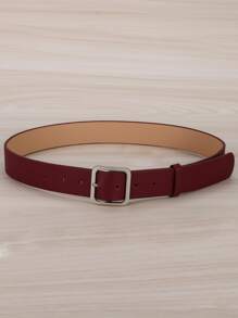1pc Women's Deep Red Geometric Pattern Pu Wide Fashion Waist Belt Suitable For Daily Use Casual Summer, School Fall, Autumn, Halloween - Burgundy - View 4