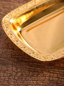 1pc Gold-colored European Style Covered Iron Butter Dish With Star & Moon Design Handle For Restaurant Food And Sauce Serving - Gold - View 5