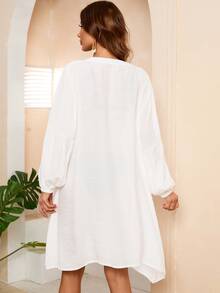 Mujer Cover ups Trajes de baño manga larga Camisa Traje de baño Cover up blanco Vestido de playa - Blanco - Ver 3