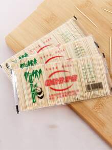 1 Pack Of Disposable Double-Headed Bamboo Toothpicks, Ideal For Home, Hotel, Restaurant Use, 1pc (Packaging Random) - Beige - View 1