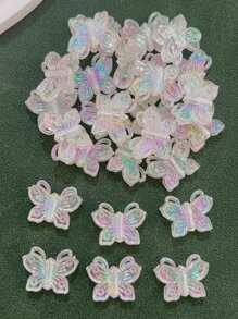 30pcs Transparent Beaded Butterfly Design Diy Bracelet & Necklace Making - Clear - View 1