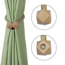 2 Pcs Magnetic Solid Color Curtain Hooks Tiebacks Tie Backs Buckle Clips Holdbacks Curtain Tiebacks For Living Room Bedroom Decoration - Brown - View 4