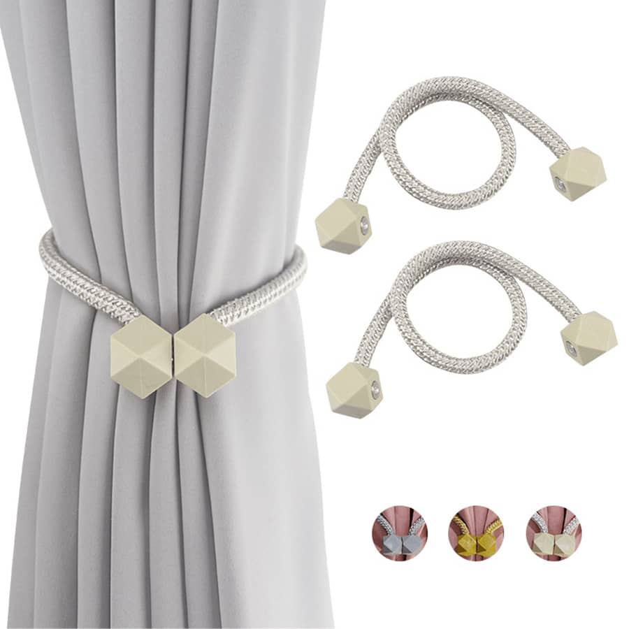 2 Pcs Magnetic Solid Color Curtain Hooks Tiebacks Tie Backs Buckle Clips Holdbacks Curtain Tiebacks For Living Room Bedroom Decoration - Brown - View 1