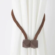 2 Pcs Magnetic Solid Color Curtain Hooks Tiebacks Tie Backs Buckle Clips Holdbacks Curtain Tiebacks For Living Room Bedroom Decoration - Brown - View 5