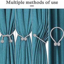 2 Pcs Magnetic Solid Color Curtain Hooks Tiebacks Tie Backs Buckle Clips Holdbacks Curtain Tiebacks For Living Room Bedroom Decoration - Brown - View 7