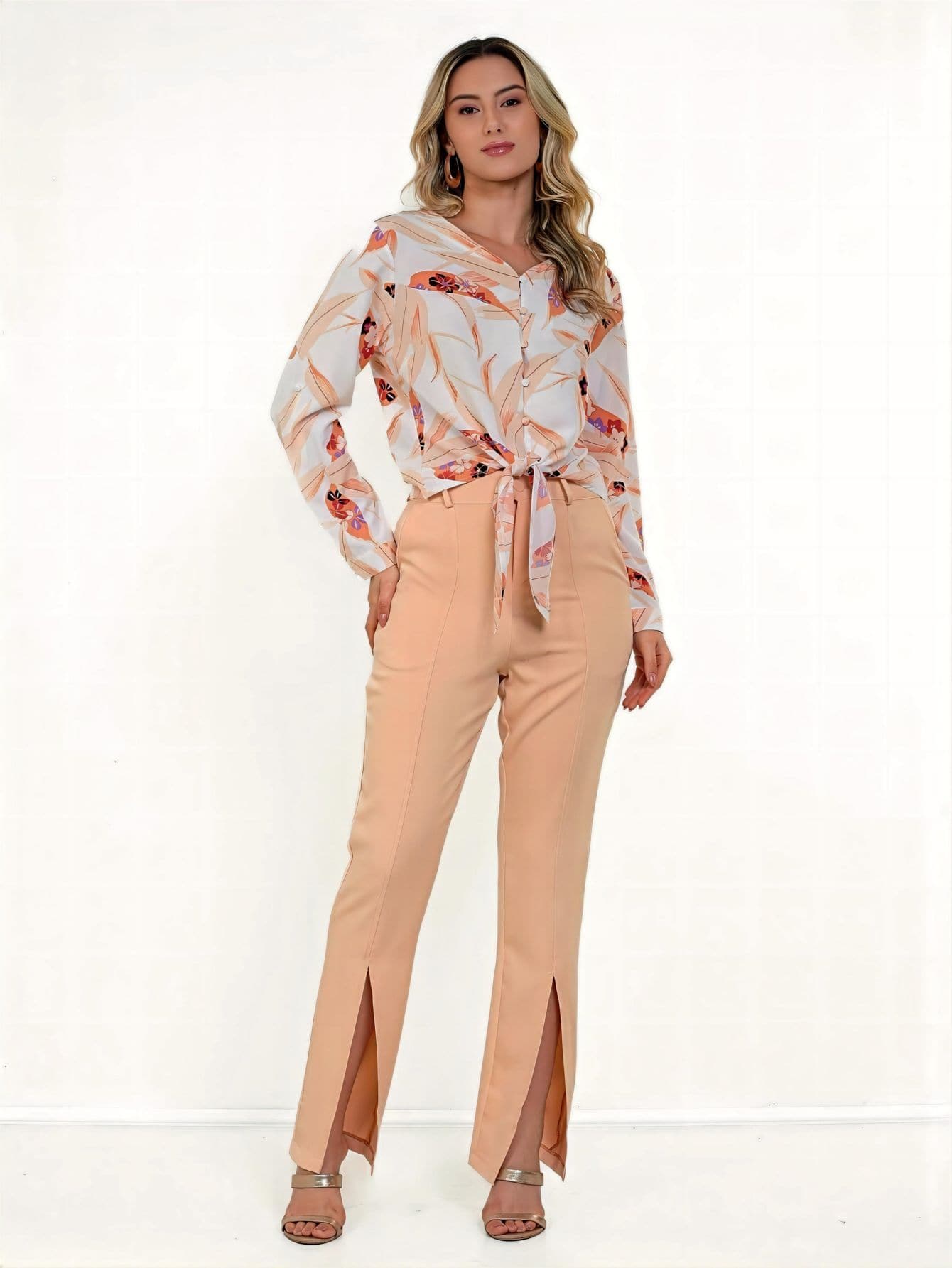 Women Pants - 米色 - 查看 1