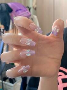 20 piezas Partes de adorno de uñas con lazos de cinta de gelatina 3D, rhinestones de colores para decoración de arte de uñas de verano, accesorios de manicura para DIY, gemas y suministros para uñas - Multicolor - Ver 3