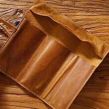 Estuche De Lápices De Cuero De Vaca Retro, Porta Herramientas De Almacenamiento De Papelería - Marrón - Ver 3