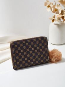 短款几何撞色钱包和卡夹带绒球装饰 便携式现金 白领阶层 女大学生 工作 商务通勤 办公室 周年纪念 情侣 生日礼物 情人节礼物 礼品 学校用品 教师礼物 返校 女士 钱包 钱夹 钱包 小钱包 - 卡其色 - 查看 3