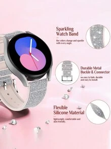 1pc Samsung Galaxy Watch Strap 4/5/6/7Series Sports , Soft Silicone Strap Compatible With Galaxy Watch 5/Watch 4 40mm 44mm And Samsung Watch Strap 3 41mm/Gear 2 Wristband - Shiny Silver , 2 Sizes (20mm/22mm), Please Make Sure Your Watch Dial Size Before Purchasing! Smart Galaxy Watch6 Band