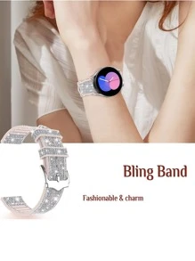 1pc Samsung Galaxy Watch Strap 4/5/6/7Series Sports , Soft Silicone Strap Compatible With Galaxy Watch 5/Watch 4 40mm 44mm And Samsung Watch Strap 3 41mm/Gear 2 Wristband - Shiny Silver , 2 Sizes (20mm/22mm), Please Make Sure Your Watch Dial Size Before Purchasing! Smart Galaxy Watch6 Band