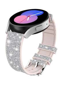 1pc Samsung Galaxy Watch Strap 4/5/6/7Series Sports , Soft Silicone Strap Compatible With Galaxy Watch 5/Watch 4 40mm 44mm And Samsung Watch Strap 3 41mm/Gear 2 Wristband - Shiny Silver , 2 Sizes (20mm/22mm), Please Make Sure Your Watch Dial Size Before Purchasing! Smart Galaxy Watch6 Band