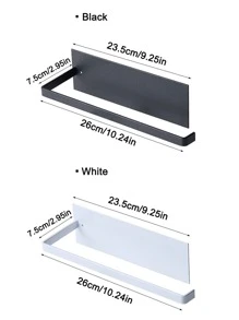 1pc Wall Mounted Kitchen Paper Holder, Cabinet Hanging Roll Rack, Cling Film And Dish Towel Organizer Without Drilling - White - View 3