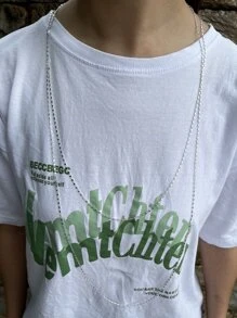 2m Fashionable Minimalist Long Chain Necklace - Silver - View 2