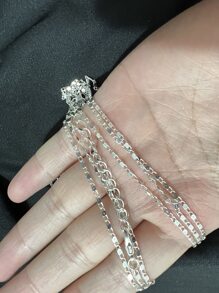 2m Fashionable Minimalist Long Chain Necklace - Silver - View 4