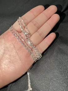 2m Fashionable Minimalist Long Chain Necklace - Silver - View 3