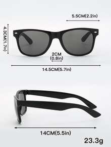 1pc Uv-protective Classic Round Casual Sunglasses - Black - View 4