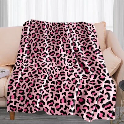 1pc Super Soft Flannel Fleece Blanket Pink Leopard Print, Suitable For Sofa, Bed, Gift, High Definition Printed Blanket, Flannel Cover Blanket, Wrap Blanket, Extremely Soft, Suitable For Everyone