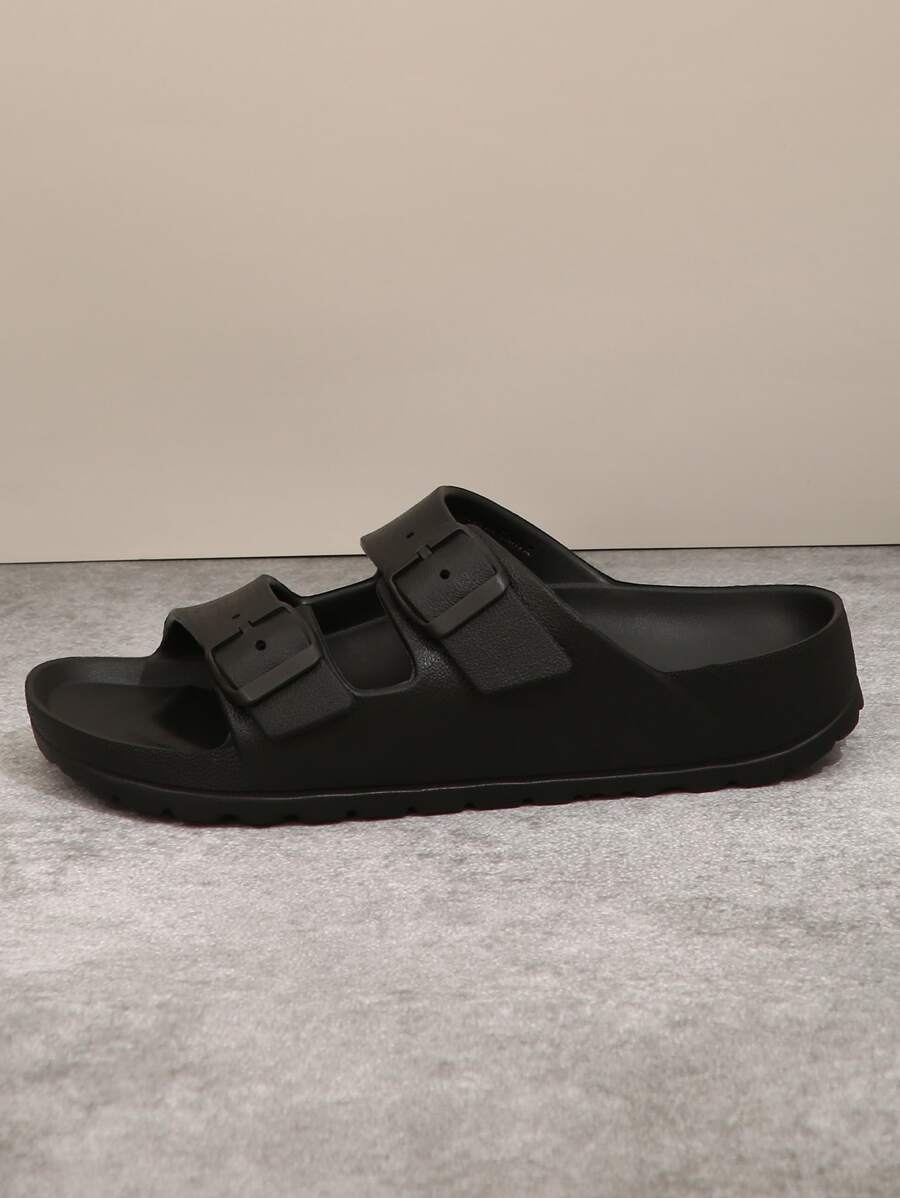 Solid Color Casual Women Summer Beach Sandals, Adjustable Double Buckle, Soft Comfortable Open Toe Platform Slippers - View 1