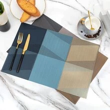 1pc Heat-resistant, Waterproof, Oil-proof Dining Table Mat For Home & Restaurant Use - Blue - View 2