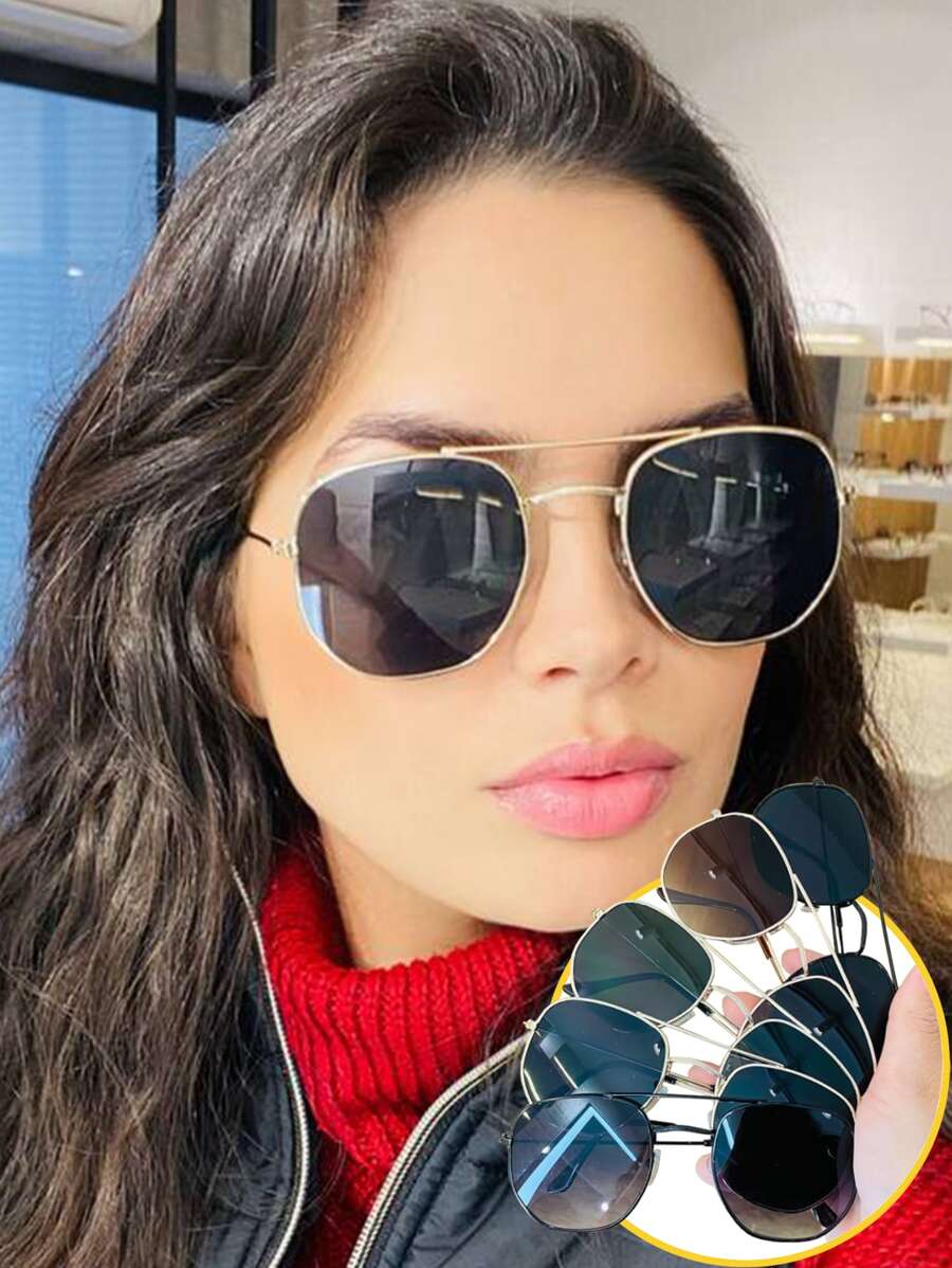 ILOOK 女士夏日復古墨鏡，戶外遮陽保護，送禮給朋友的完美選擇 - 金色 - 查看 1