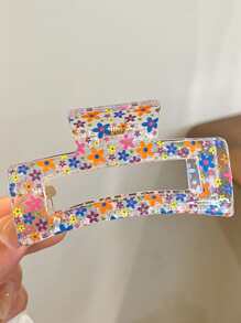 2 件女士时尚透明方形发夹，带有可爱的仙女、花朵、心形和碎花图案，优雅的造型工具，适合日常佩戴、户外活动、派对和沐浴，适合化妆和搭配衣服作为发饰，粉色配饰情人节爪夹发夹发夹发夹发夹发夹接发夹，学校用品，大学