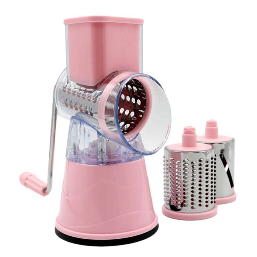 Pink Rotary Cheese Grater, Kitchen Mandoline Vegetable Slicer - Pink - View 1