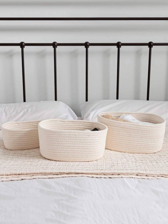 Oval Shaped Desktop Storage Basket, Ideal For Storing Keys, Makeup Or Other Small Items, Woven Basket Available In Three Sizes