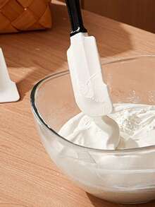 10in 3pcs Silicone Spatula, Heat Resistant Flexible Silicon,  Non Stick Bakery Flexible, Dishwasher Safe, Kitchen Utensils, Baking, Cooking, And Mixing - Black and White - View 4