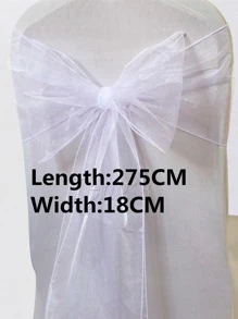 25入組白色蝴蝶結網紗椅帶，適用於家庭派對婚禮裝飾，DIY製作所需，採用網紗材質，寬度18cm，總長度275cm - 白色 - 查看 4