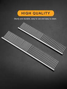 寵物用品銀色雙層密度直鋼梳,不銹鋼狗狗美容梳,適用於除結毛與挑毛 - 銀色 - 查看 8