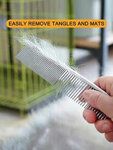 寵物用品銀色雙層密度直鋼梳,不銹鋼狗狗美容梳,適用於除結毛與挑毛 - 銀色 - 查看 6