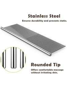 寵物用品銀色雙層密度直鋼梳,不銹鋼狗狗美容梳,適用於除結毛與挑毛 - 銀色 - 查看 4