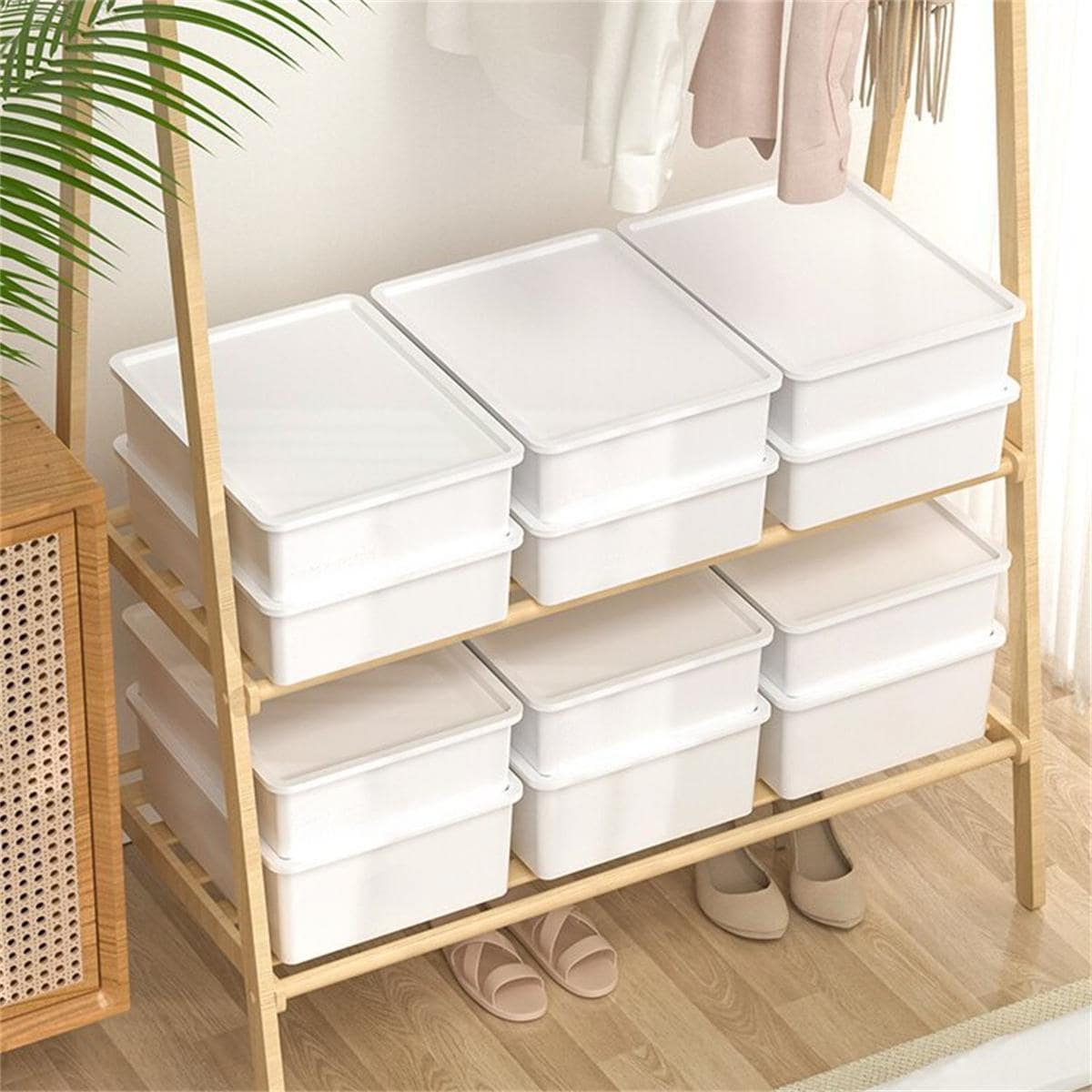 1 Set White Dustproof Sock Storage Boxes With Lid, Collapsible Drawer