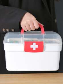 1pc Portable Medicine Storage Box With Compartments, Simple Design Household Pill Container - White - View 6