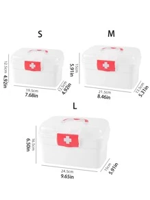 1pc Portable Medicine Storage Box With Compartments, Simple Design Household Pill Container - White - View 2