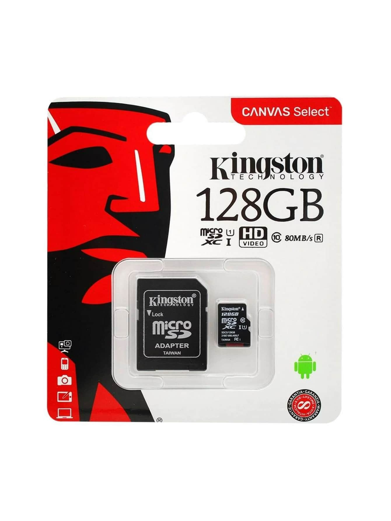 MEMORIA MICRO SD CON ADAPTADOR SD KINGSTON DE 128GB - Rojo y blanco - Ver 1